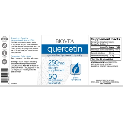 Quercetina 250mg, 50 Cápsulas, Biovea