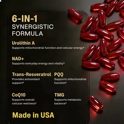 Urolitina A 6 em 1, 2000mg, 120 Cápsulas, GulpGrove