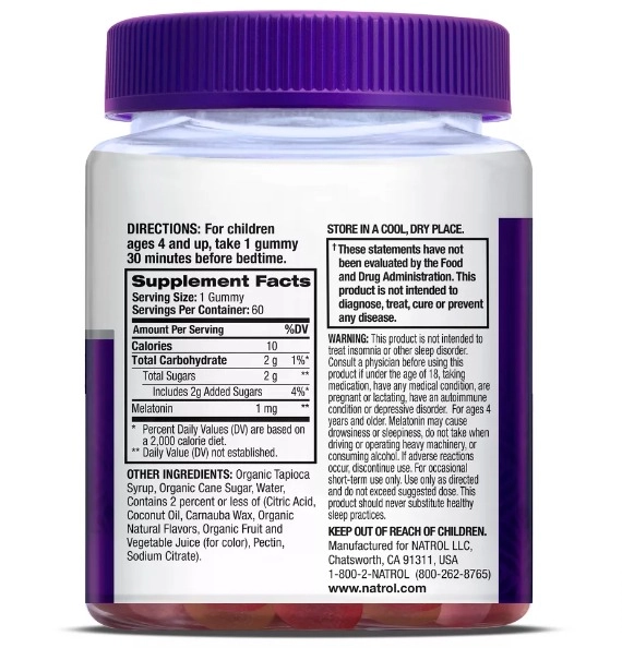 Melatonina Kids 1mg, 60 Gomas Sabor Frutas Silvestres, Natrol
