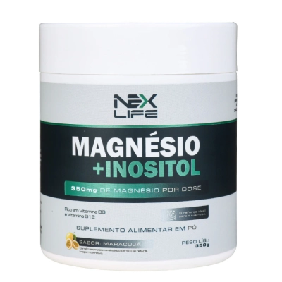Magnésio + Inositol em Pó, 7g por Porção, 350g, Sabores, Nexlife