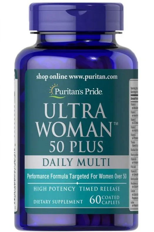 Multivitamínico Ultra Feminino 50+ Plus, 60 Cápsulas, Puritans Pride