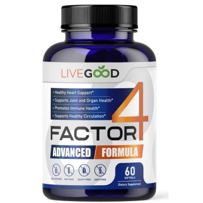 Factor 4, com Ômega 3, Coenzima e Cúrcuma, 60 Cápsulas, LiveGood 