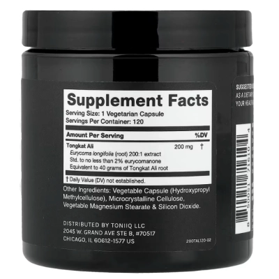Tongkat Ali 200mg, 120 Cápsulas, Toniiq