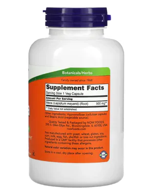 Maca, 500mg, 250 Cápsulas, Now