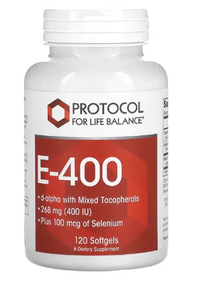 Vitamina E-400, 400UI, 120 cápsulas, Protocol for Life Balance