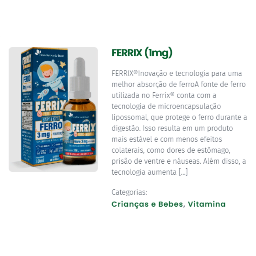 FERRIX (Ferro infantil) 30ml - Flora Nativa do Brasil