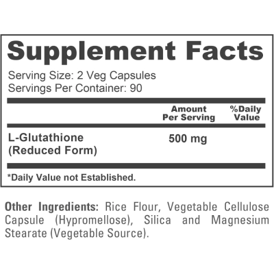 Reduced Glutathione 500mg, 180 Cápsulas Veganas - NusaPure
