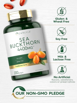 Sea Buckthorn Oil, Óleo de Espinheiro Marítimo, 4400mg, 200 Softgels, Carlyle