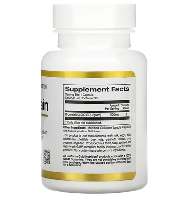 Bromelina, 500 mg, 30 Cápsulas, California Gold