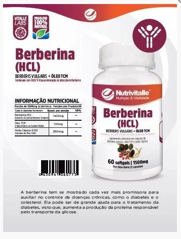Berberina HCL, 1500mg, 60 Cápsulas, Nutrivitalle