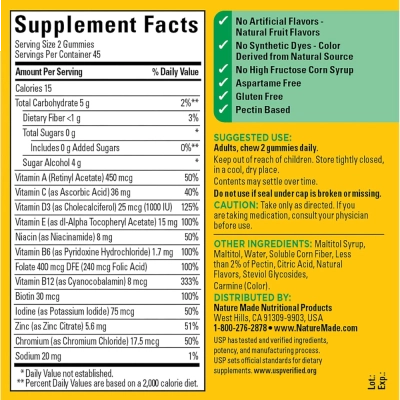 Zero Sugar Multi Gummies, 90 Gummies, Nature Made