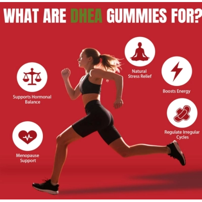 DHEA 25mg, Com B6, B12, Ácido Fólico e Agnocasto, 60 Gomas Sabor Framboesa, HFELIZ