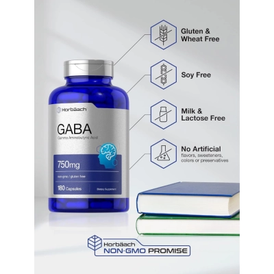 GABA, 750mg, 180 Cápsulas, Horbaach