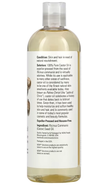 Solução, Óleo de Rícino, 473ml, Now