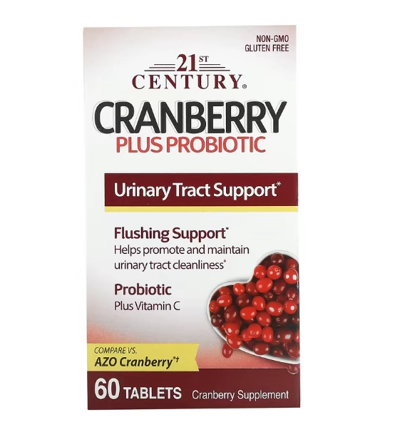 Probiótico Cranberry Plus, 60 Comprimidos, 21st Century