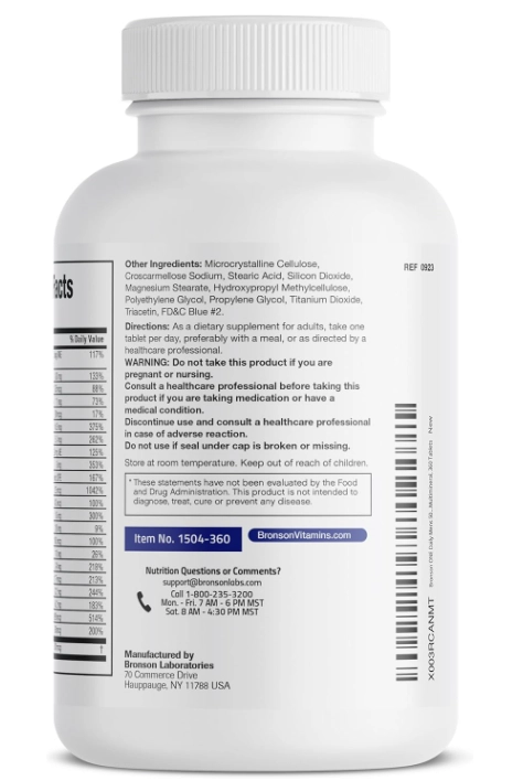 Multivitamínico One Daily Mens 50+, 360 Comprimidos, Bronson 