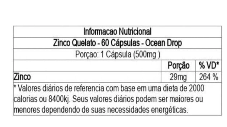 Zinco Quelato 500mg, 60 Cápsulas, Ocean Drop
