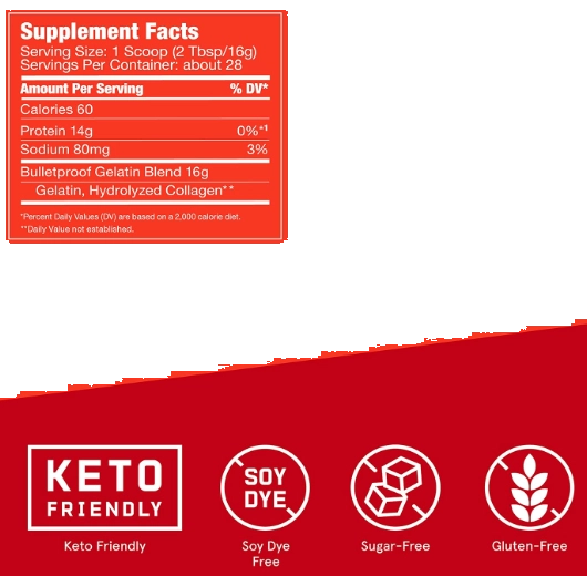 CollaGelatin, Gelatina enriquecida com Proteína de Colágeno, 454g, Bulletproof