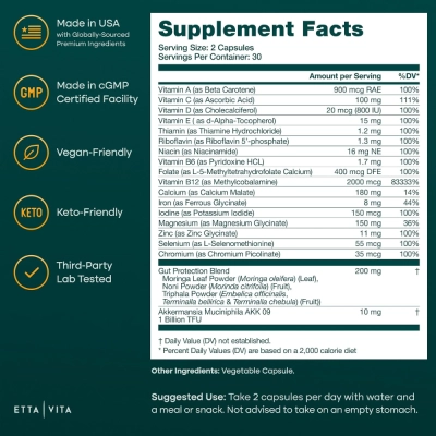 GLP-1 Companion Multivitamin, 60 Cápsulas, Etta Vita