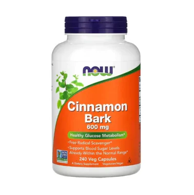 Cinnamon Bark (Casca de Canela), 600mg, 240 Cápsulas, Now