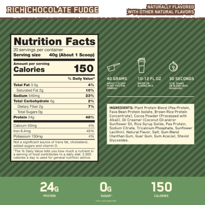 Proteína 100% Plant-Based, 740/800g, Sabores, Optimum Nutrition Gold Standard