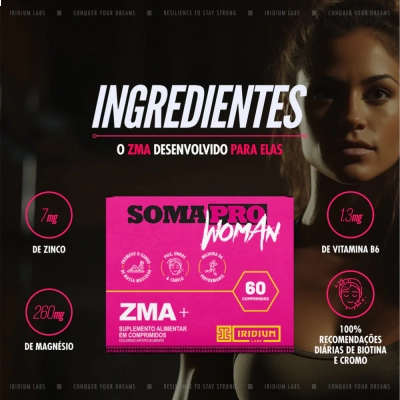 Soma Pro Woman ZMA Pré Hormonal, 60 Comprimidos, Iridium Labs