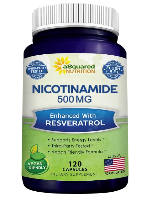 Nicotinamida com Resveratrol, Com Vitamina B3 500mg, 120 cápsulas, aSquared Nutrition
