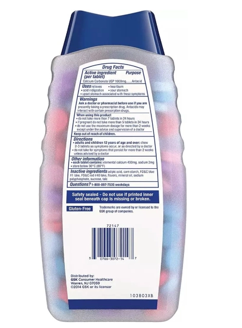 Tums Antiácido Ultra Strength ,  265 Comprimidos Mastigáveis Sabor Frutas Vermelhas, Versão Original