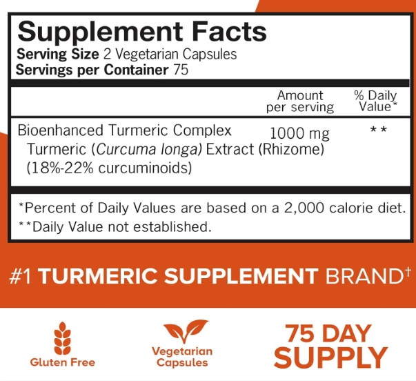 Curcumina de Cúrcuma força extra, Turmeric 1000mg, 150 Cápsulas, Qunol