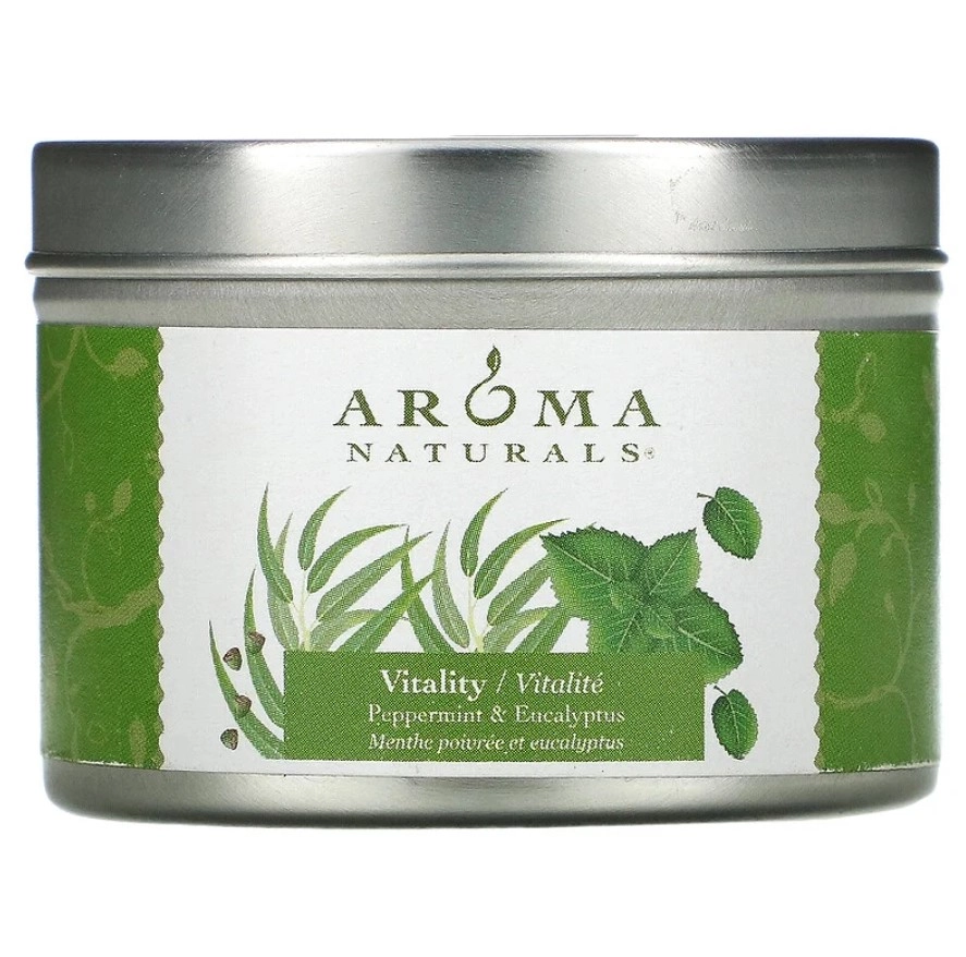 Vela em Lata, (Vitalidade, Soy VegePure) Aroma Hortelã-pimenta e Eucalipto, 79,38g, Aroma Naturals