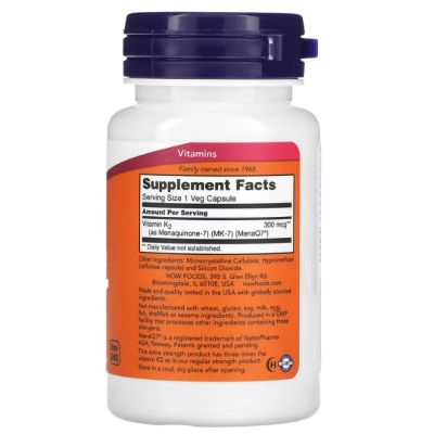 Vitamina K2 MK-7 300mcg, 60 Cápsulas, Now