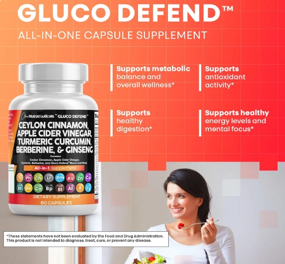 Ceylon Cinnamon com Cúrcuma, Apple Cider Vinegar, Ginseng, Bitter Melon e Berberine, 60 Cápsulas, Clean Nutraceuticals