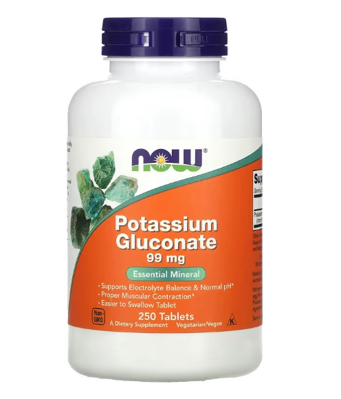 Gluconato de Potássio 99mg, Comprimidos Opções, Now