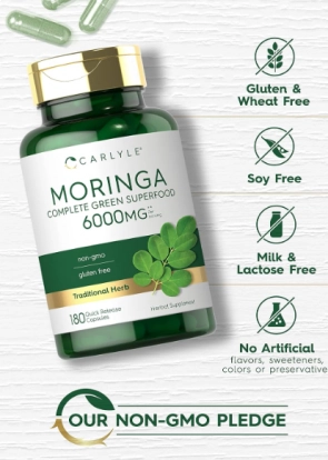 Moringa Oleífera, 6000mg, 180 cápsulas, Carlyle