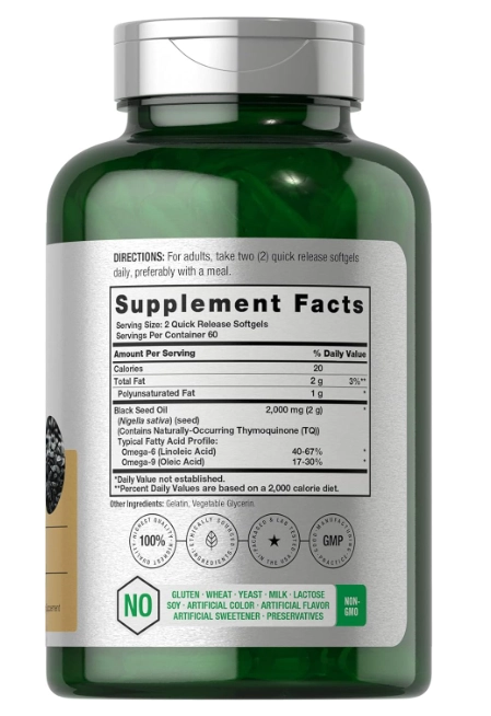 Black Seed Oil,  Cominho preto, 2000mg, Horbaach