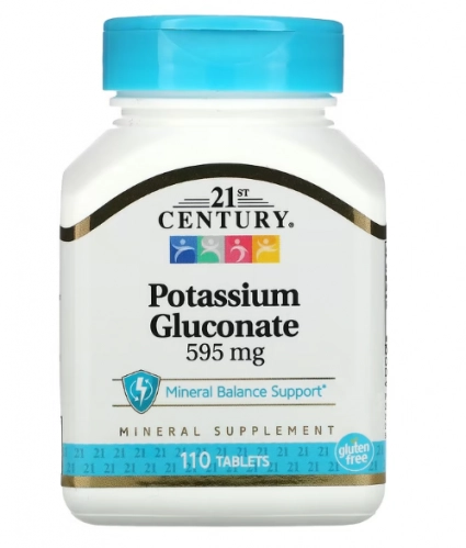 Gluconato de Potássio, 595mg, 110 Comprimidos, 21st Century