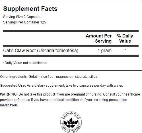 Cat's Claw, Unha de Gato, 500mg, 100 cápsulas, Swanson