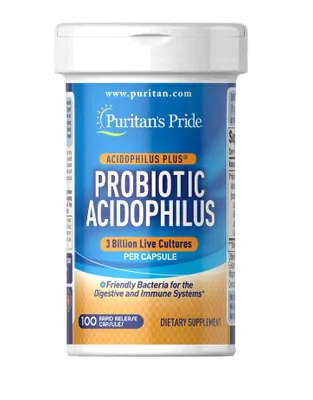 Acidophilus, Probiótico Com Pectina, 3 billion, 100 Cápsulas, Puritans Pride