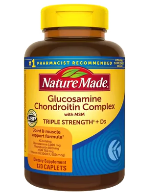Glucosamina Condroitina Complex com MSM, 120 Comprimidos, Nature Made
