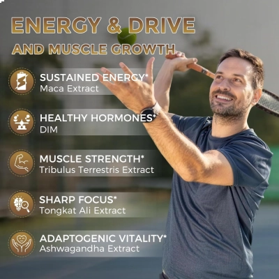 Ultra Test Booster, Suporte à Testosterona com Ashwagandha, Maca e Tongkat Ali, 120 Cápsulas, Dr.Foster