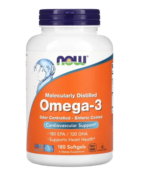 Ômega-3, EPA 180 DHA 120 , 180 Cápsulas, Now