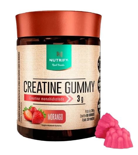 Creatine Gummy, Creatina, 60 Gomas Sabor Morango, Nutrify