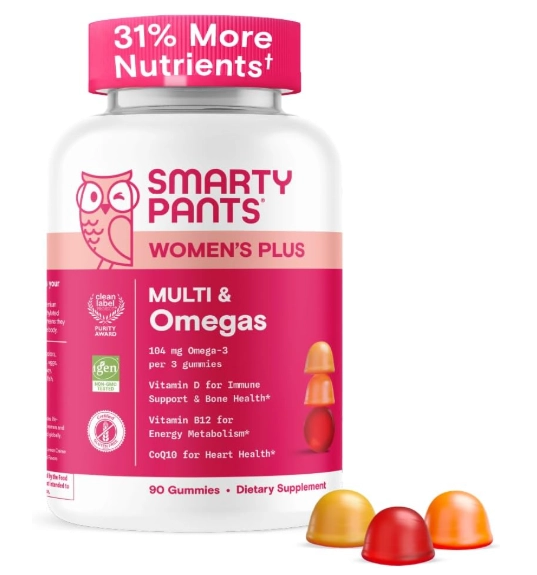 Multivitamínico Feminino Com Ômega 3, Metilfolato, CoQ10, Vitaminas e Inositol, 90 Gomas, SmartyPants