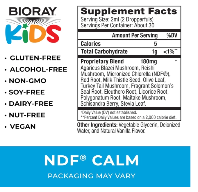 NDF Calm, Suplemento Nutre o Fígado e Remove Toxinas Kids, Sabor de Baunilha, 60ml, Bioray
