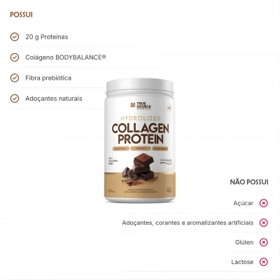 Collagen Protein, Sabor Chocolate Belga, 450g, True Source