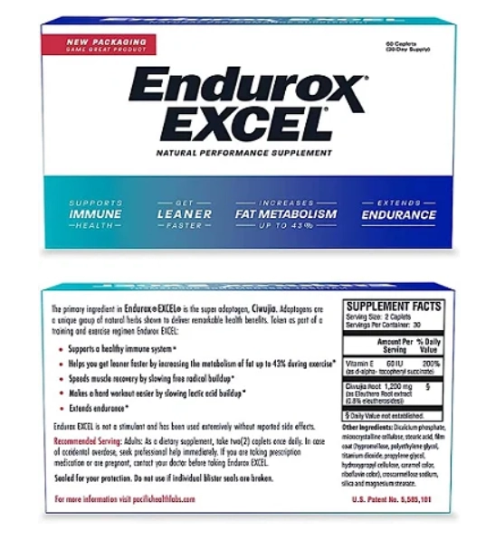 Endurox excel, Formulado para recuperação muscular, 60 Cápsulas, Pacific Health