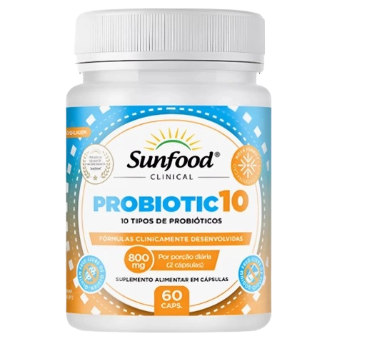 Probiótico 10, 800mg, 60 Cápsulas, Sunfood