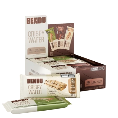 Crispy Wafer, 10g de Proteína,  Sem Açúcar, Kit com 3 Unidades, Sabores, Bendu