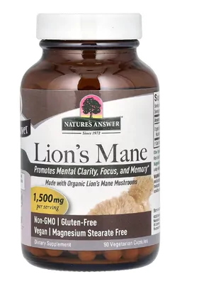 Lion's Mane, Juba de Leão, 500mg, 90 Cápsulas, Nature's Answer
