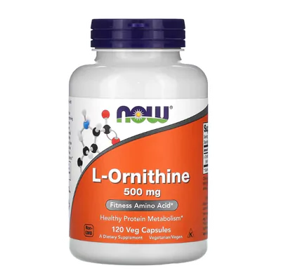L-Ornitina, 500mg, 120 Cápsulas, Now